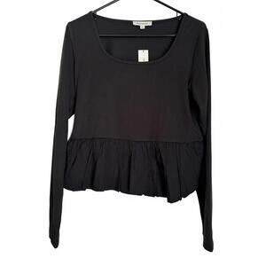 NEW Francesca's Women's Blouse Top Large Peplum Minimalist Casual Witchy Goth